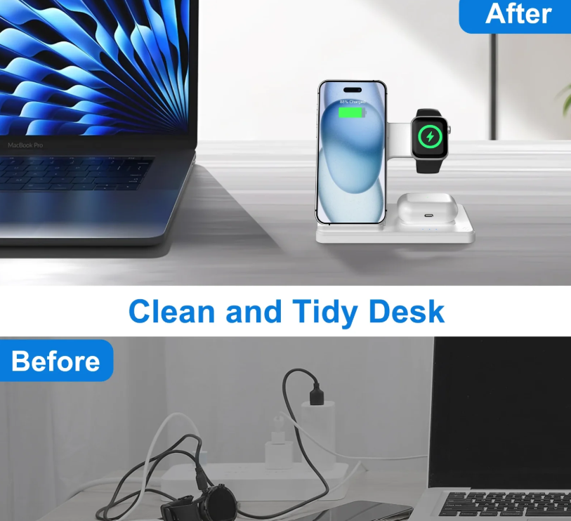 3 In 1 Magnetic Wireless Charger Stand 15W Fast Charging Dock Station Multiple Devices thumbnail 3