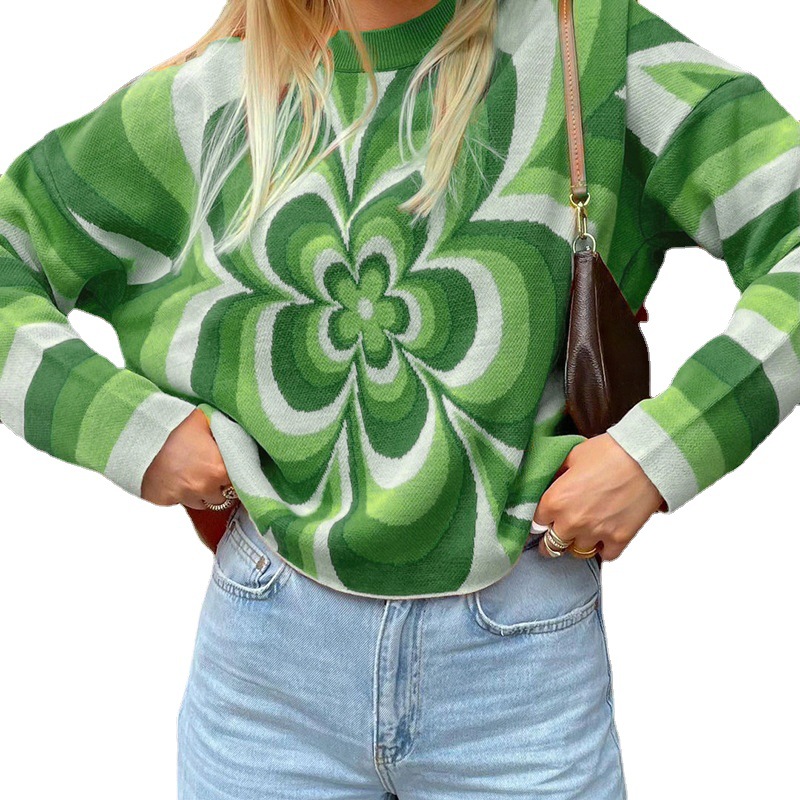 New Fashion Flowers Usually Loose And Thin Woolen Blouse