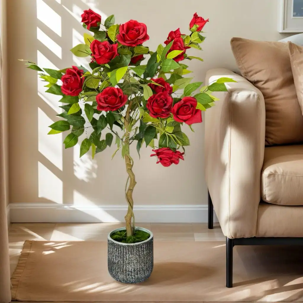 Artificial Rose Tree With Ceramic Pot
