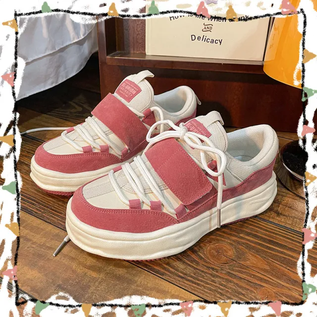 Velcro Dissolving Girls Lace Up Sneakers Pink - Shop at LoveMi