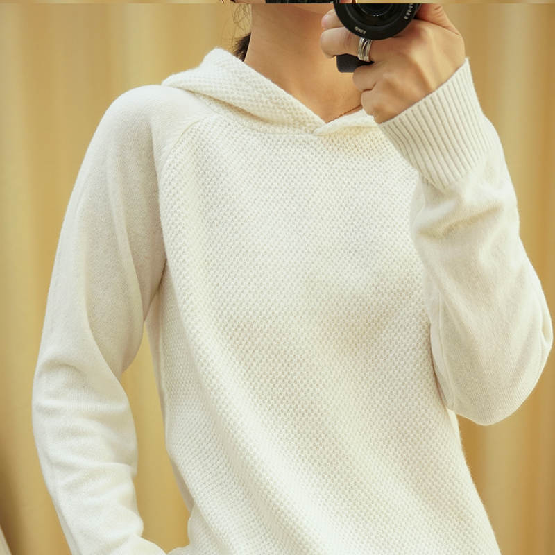 Wool Sweater Women's Hooded Pullover Long-sleeved Knitted Hoodie Loose Casual Jacket Pullover