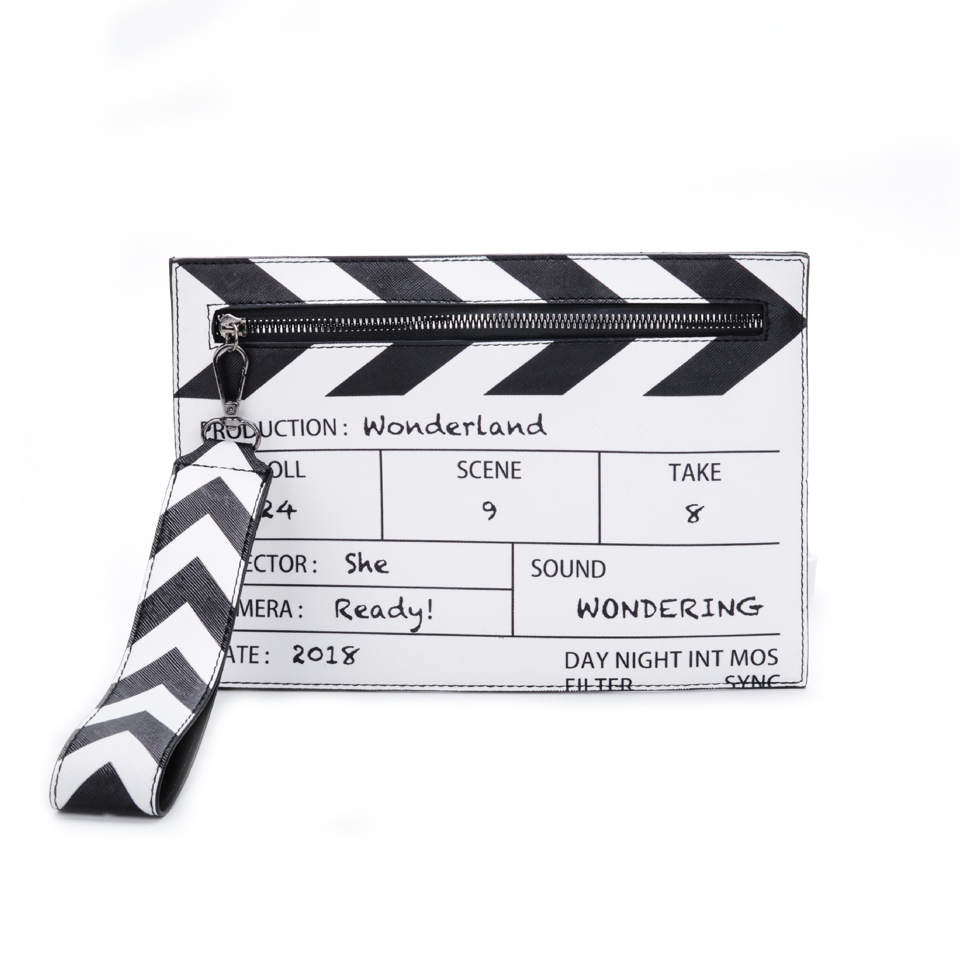 Clapperboard Print Leather Crossbody Clutch - Image 1 of 5