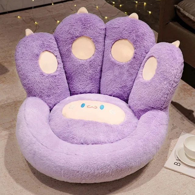 Cute Seat Cushion Cat Paw Shape Floor Cushion With Detachable Sheep Plush For Gamer Chair Reading Pillow And Leisure Lazy Sofa For Dining Room Offi... Purple - Shop at LoveMi