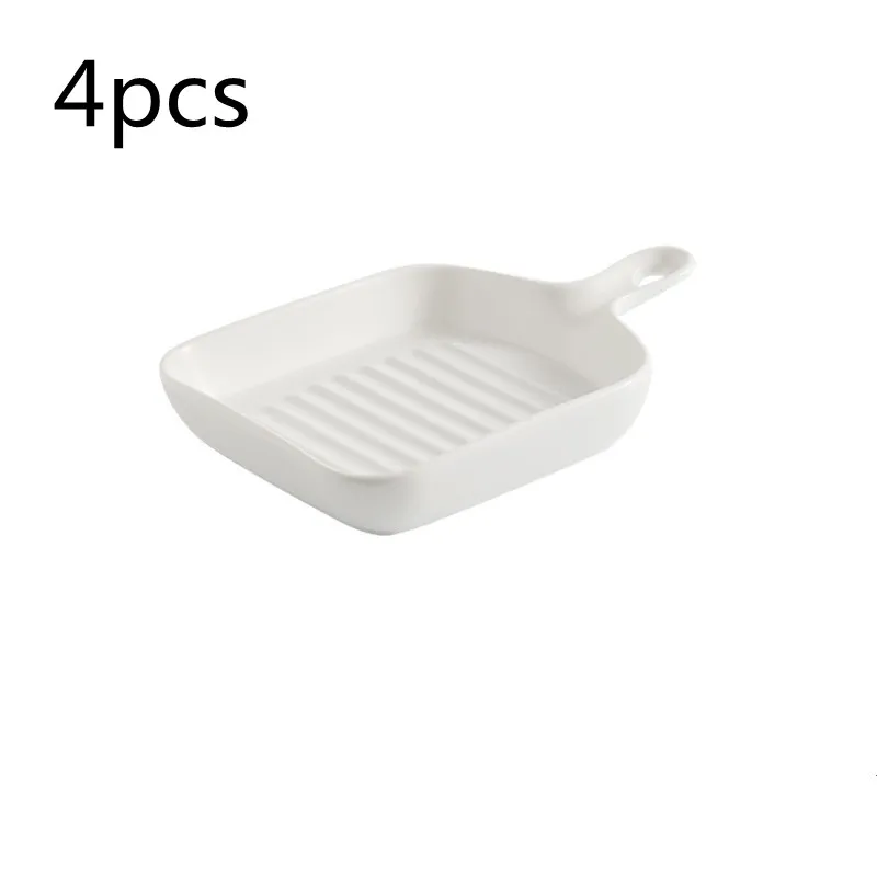 Handle ceramic plate - White4Pcs