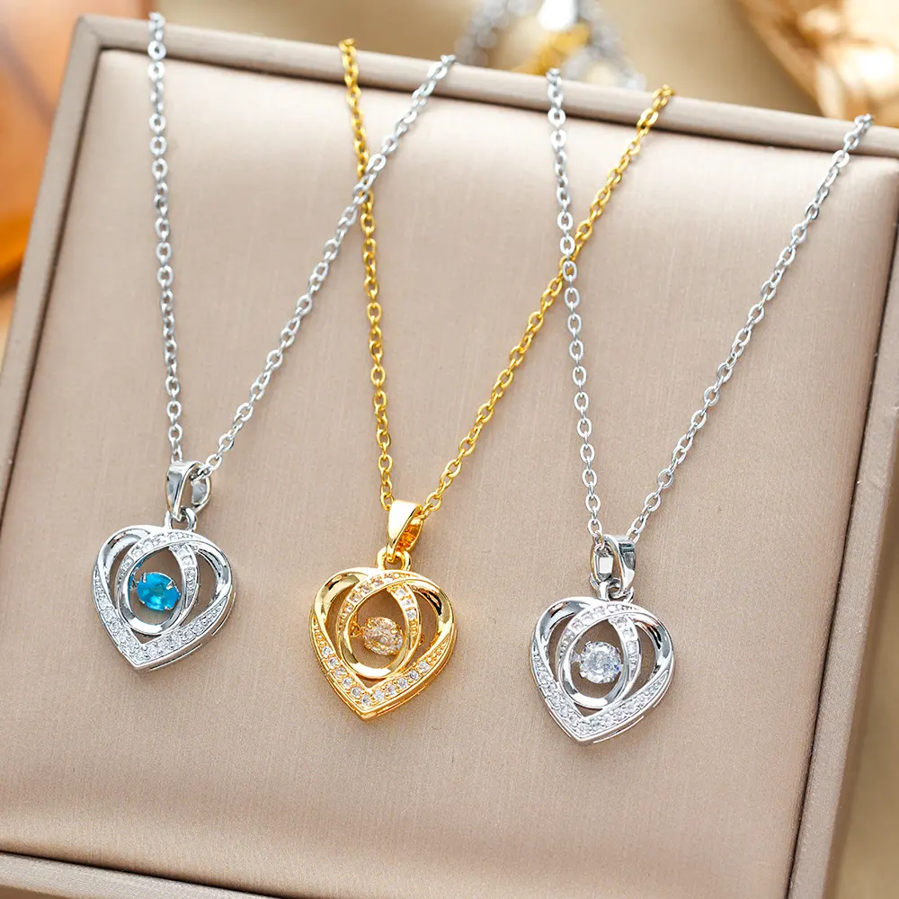 Fashion Dancing Love Necklace with Rhinestones Personality Creative Clavicle