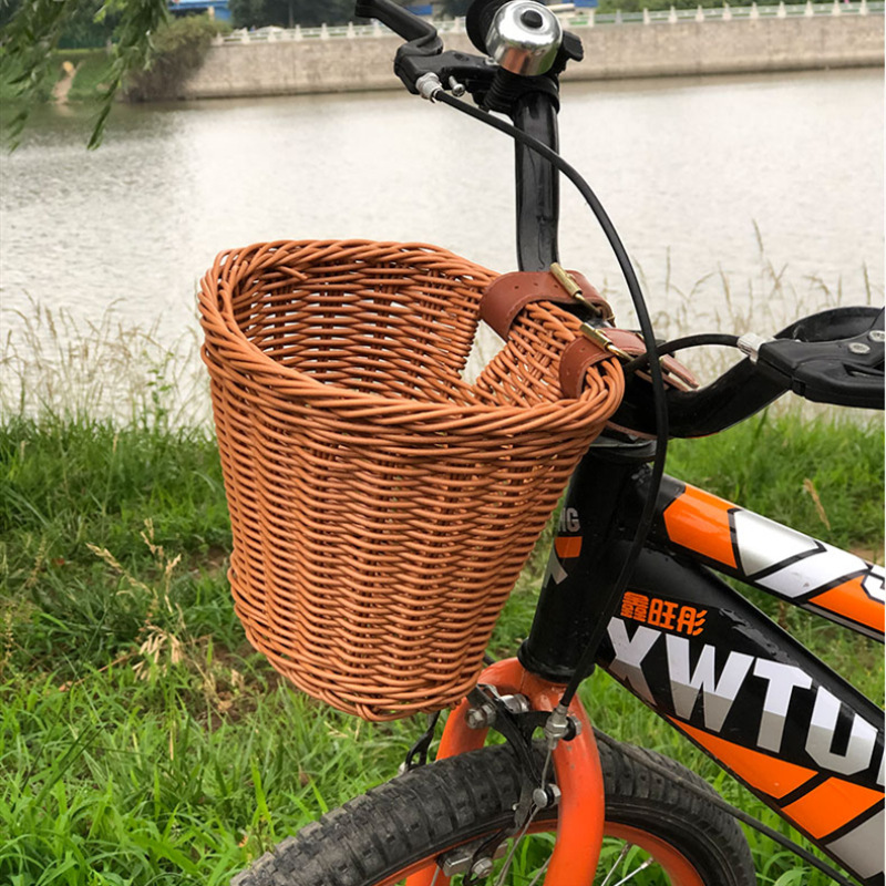 Wicker Bicycle Handlebar Imitated Rattan Basket Multicolor (21cm x 21cm x 16cm C - Picture 3 of 6