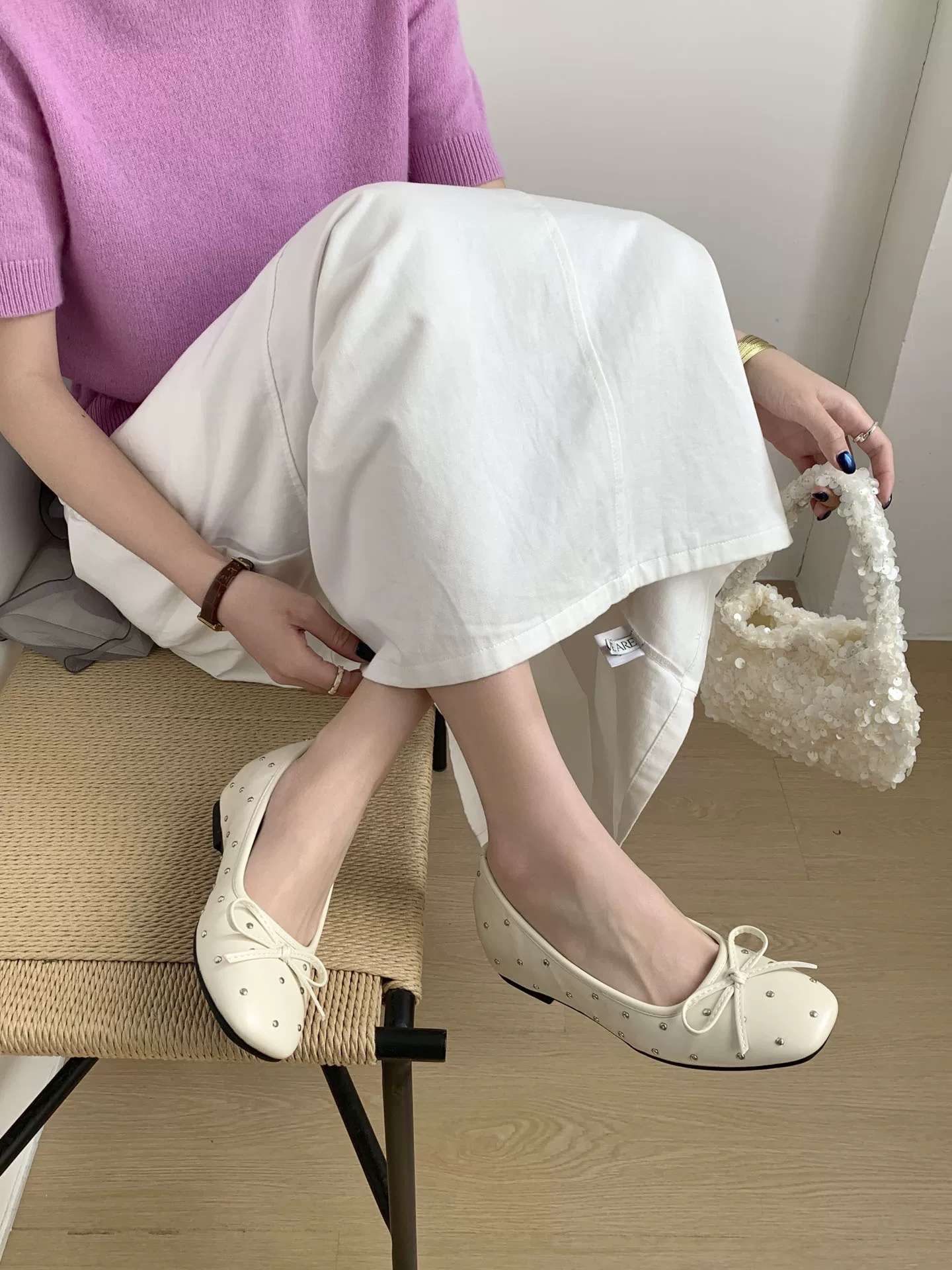 Rivet Bow Flat Shoes, picture 5 of 5