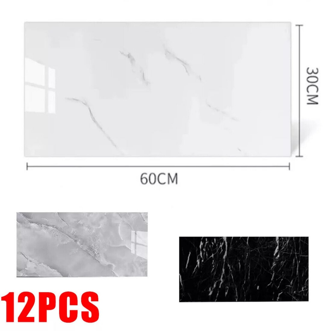 UK NEW 12x Self-Adhesive Marble Tiles Wall Sticker Stick On Kitchen Bathroom — image 6