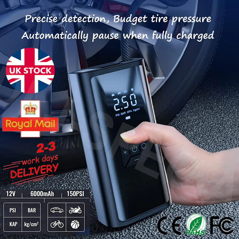 Car Tyre Inflator Cordless Digital USB Rechargeable