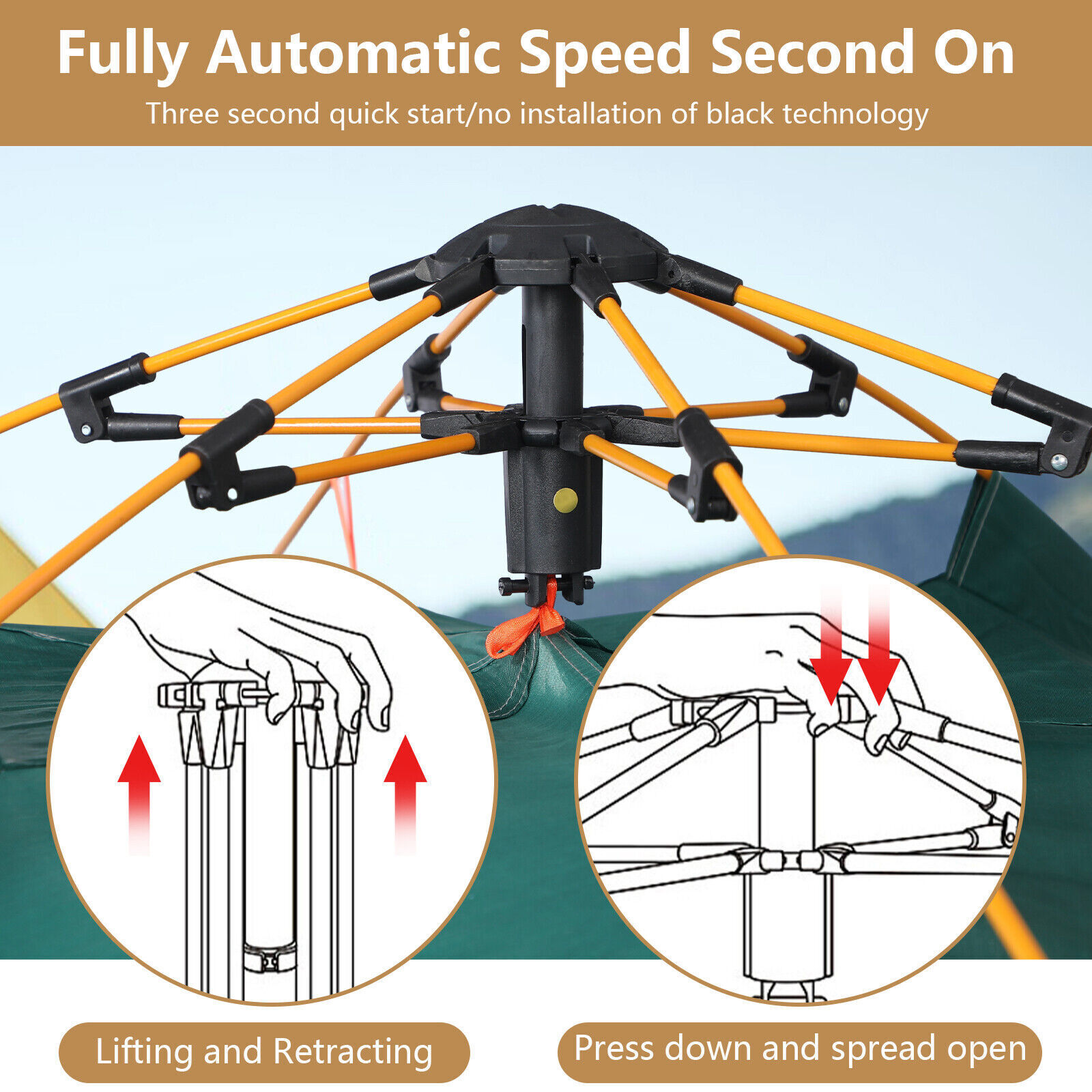 3-4 Man Automatic Instant Double Layer -Up Camping Tent Waterproof Outdoor 16