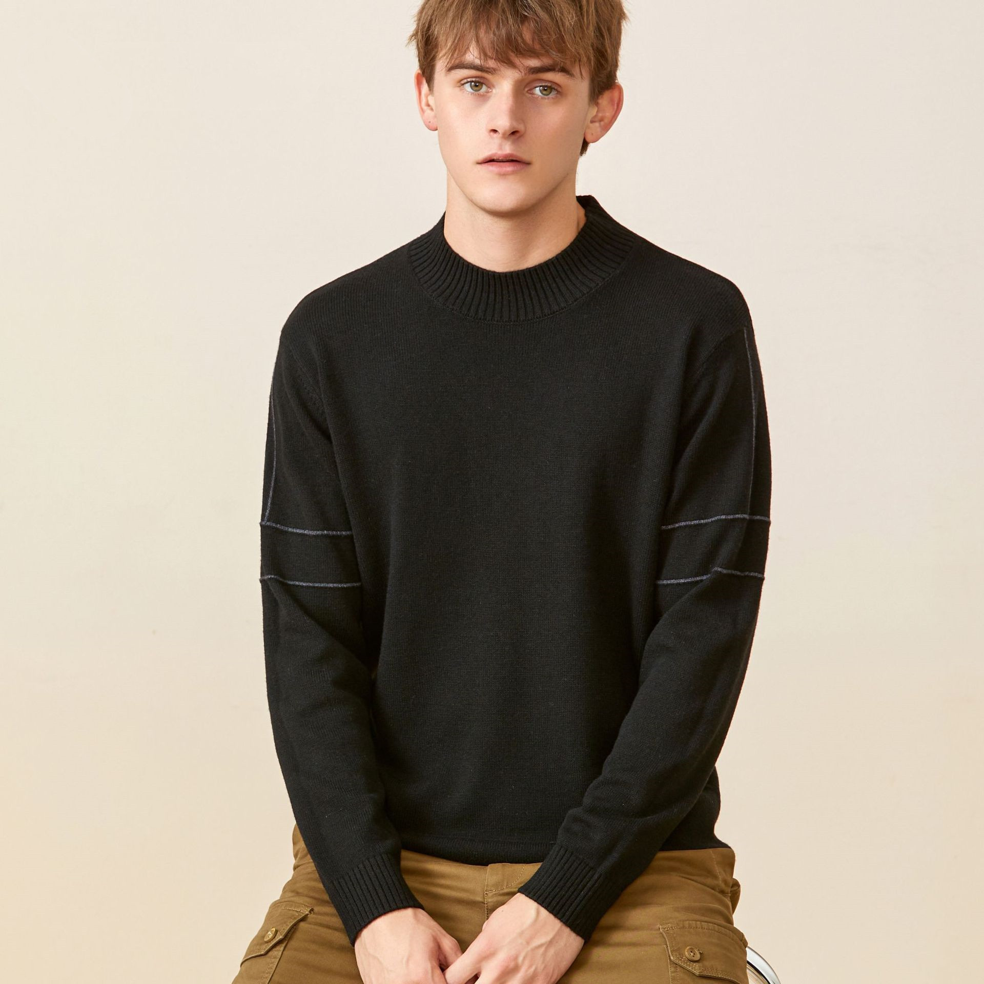 Autumn And Winter Slim-fitting Threaded Cuffs All-match Blouse Men