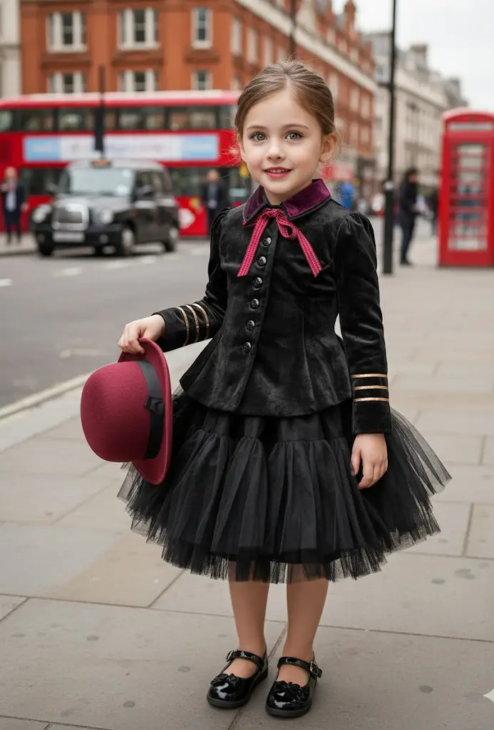 Girls' T - Velvet Or Wool Blend Luxury Top 3-5Y Vintage Military Peplum Jacke
