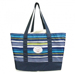 Large Supermarket Shopping Bag Eco Grocery Shoulder Bag Tote Foldable Reusable AF5869-blue Strip-700209