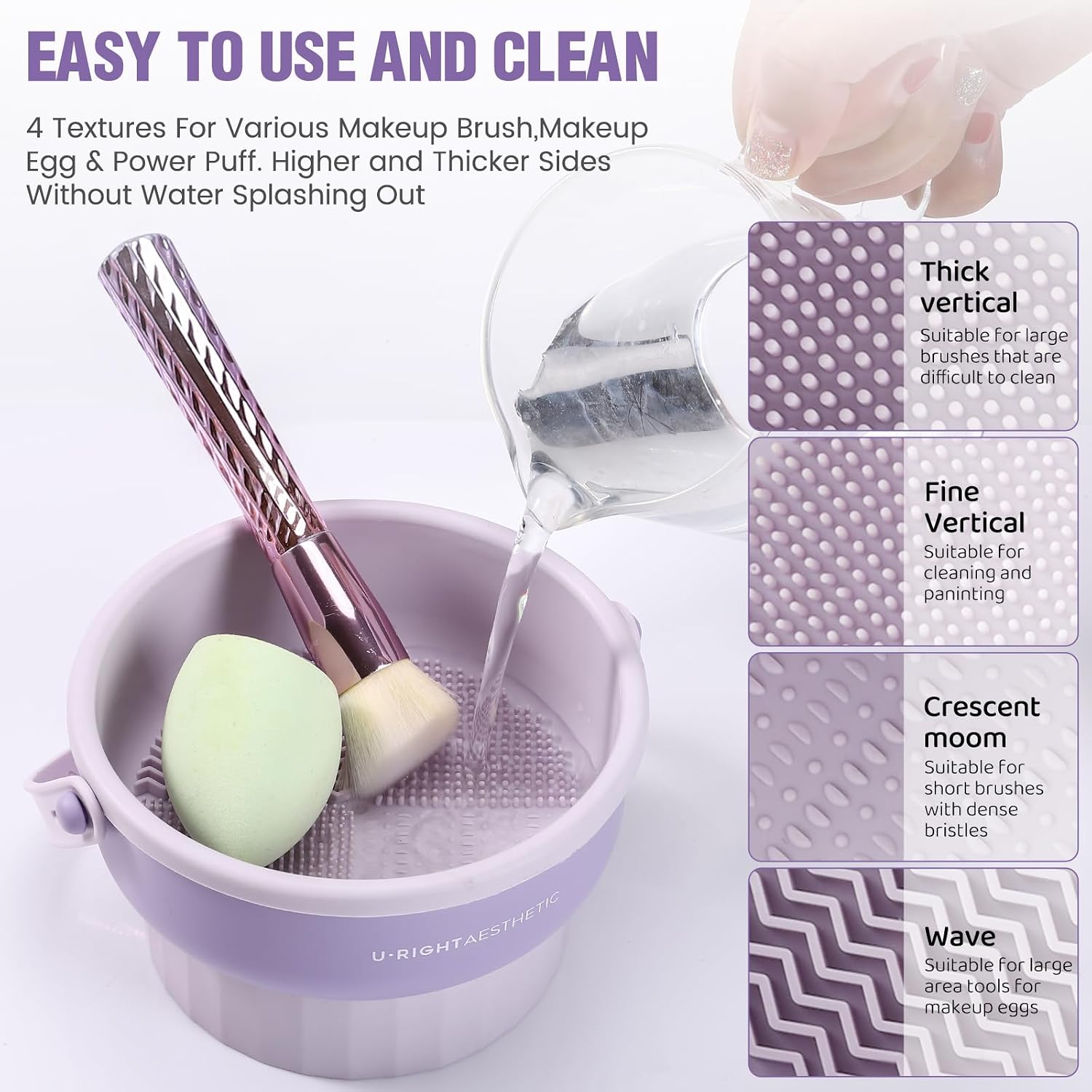 3 In 1 Silicone Makeup Brush Cleaner Bowl And Cleaning Mat, Reusable Makeup Brush Washing Tool, Khaki 3