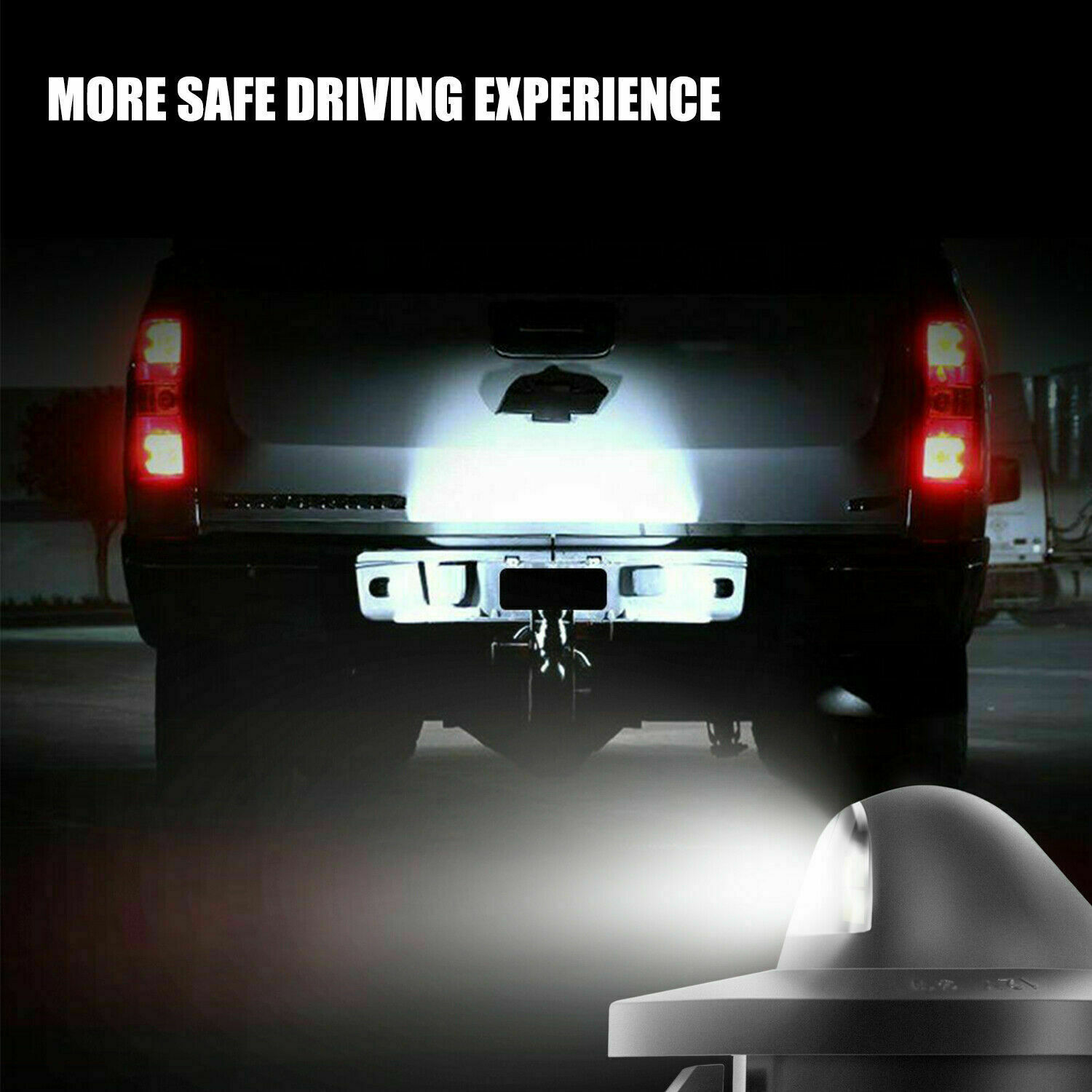 Side view of Ford F-150 LED tag lamp assembly showing housing depth and lens