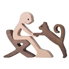 DIY Figurine Wood Sculpture Home Decoration - O With Coat Paint - View 1