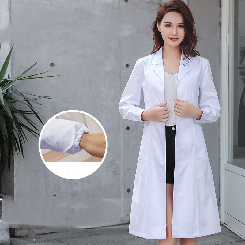 White Coat Long Sleeve Doctor Female Nurse Dress Short Sleeve Lab Coat 4Style - Shop at LoveMi