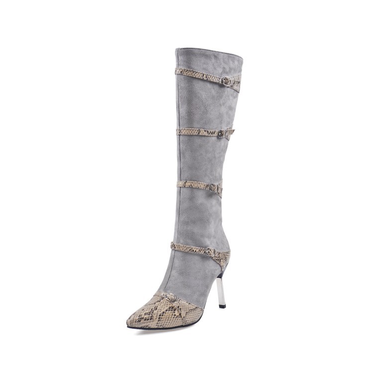 Sexy Boots Women Knee High Boots Thin High Heels Shoes Woman Autumn Grey - Shop at LoveMi