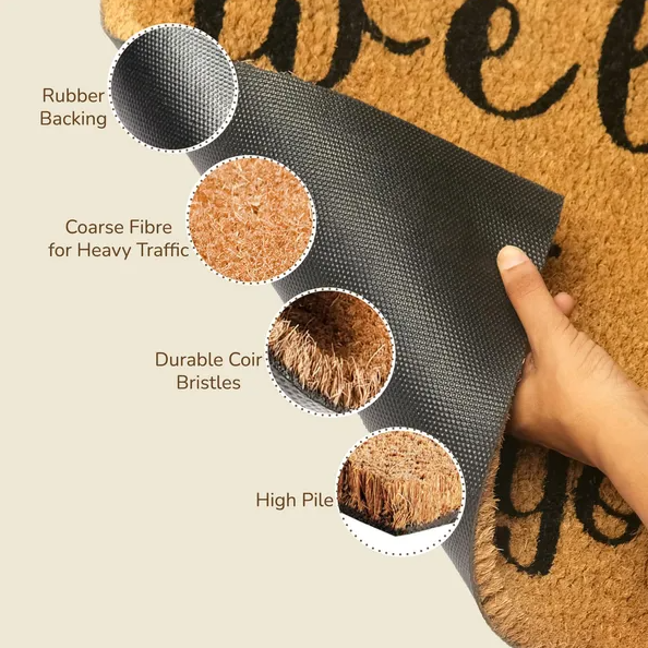 Coir Doormat Front Door Mat With Non Slip PVC Backing Printed Indoor Outdoor Mats For Home