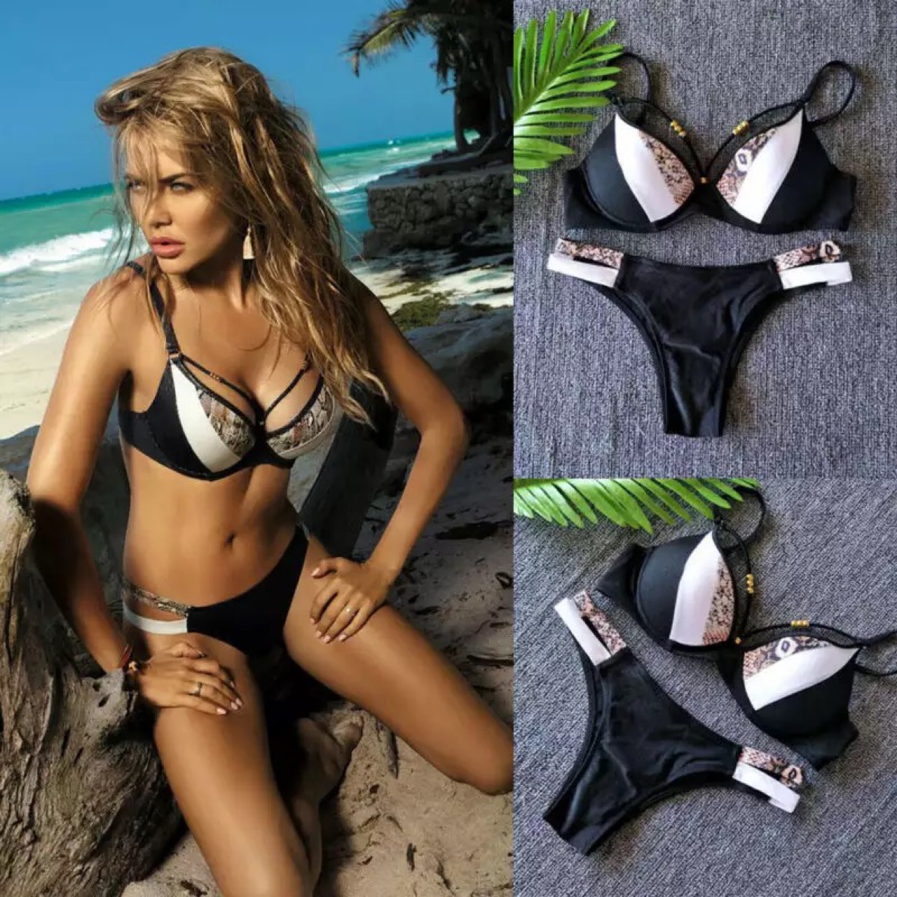 Printed Split Swimwear Foreign Trade Bikini Snake Skin Stitching - Image 5
