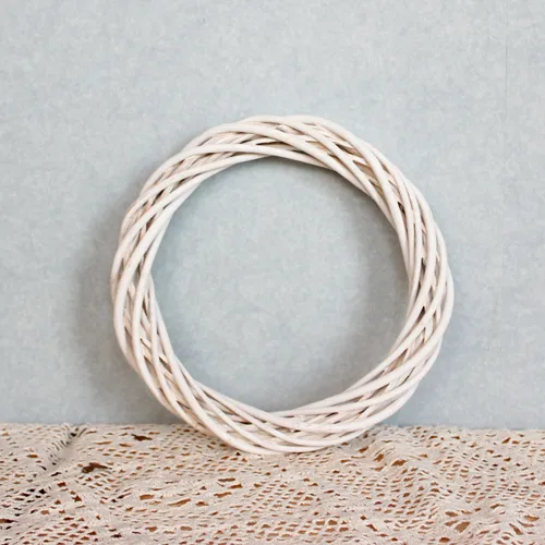 Christmas Ring Wicker Rattan Woven Artifact Garland Eternal Flower Fine Style White - Shop at LoveMi