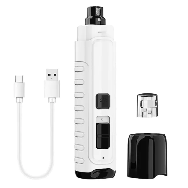 Pet Nail Polisher 4 LED Rechargeable Electric Polisher For Cats And Dogs White - Shop at LoveMi