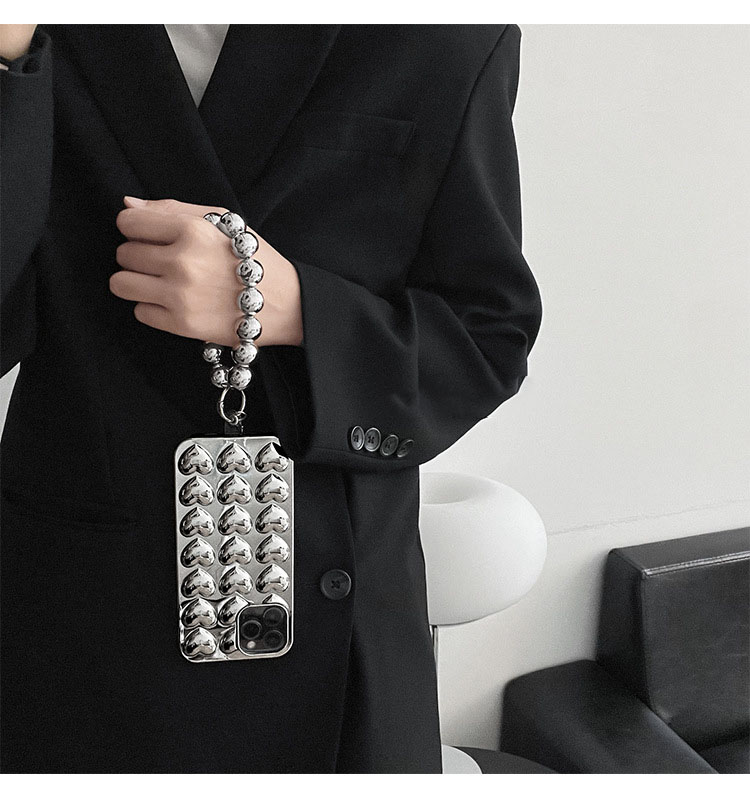 Niche Premium Silver Chain Three-dimensional Love For Apple Phone Case - Image 3