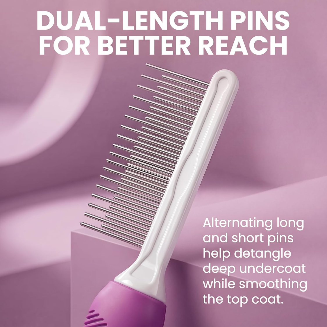 Peigne pour animaux de compagnie avec dents longues et courtes en acier inoxydable – Image 5