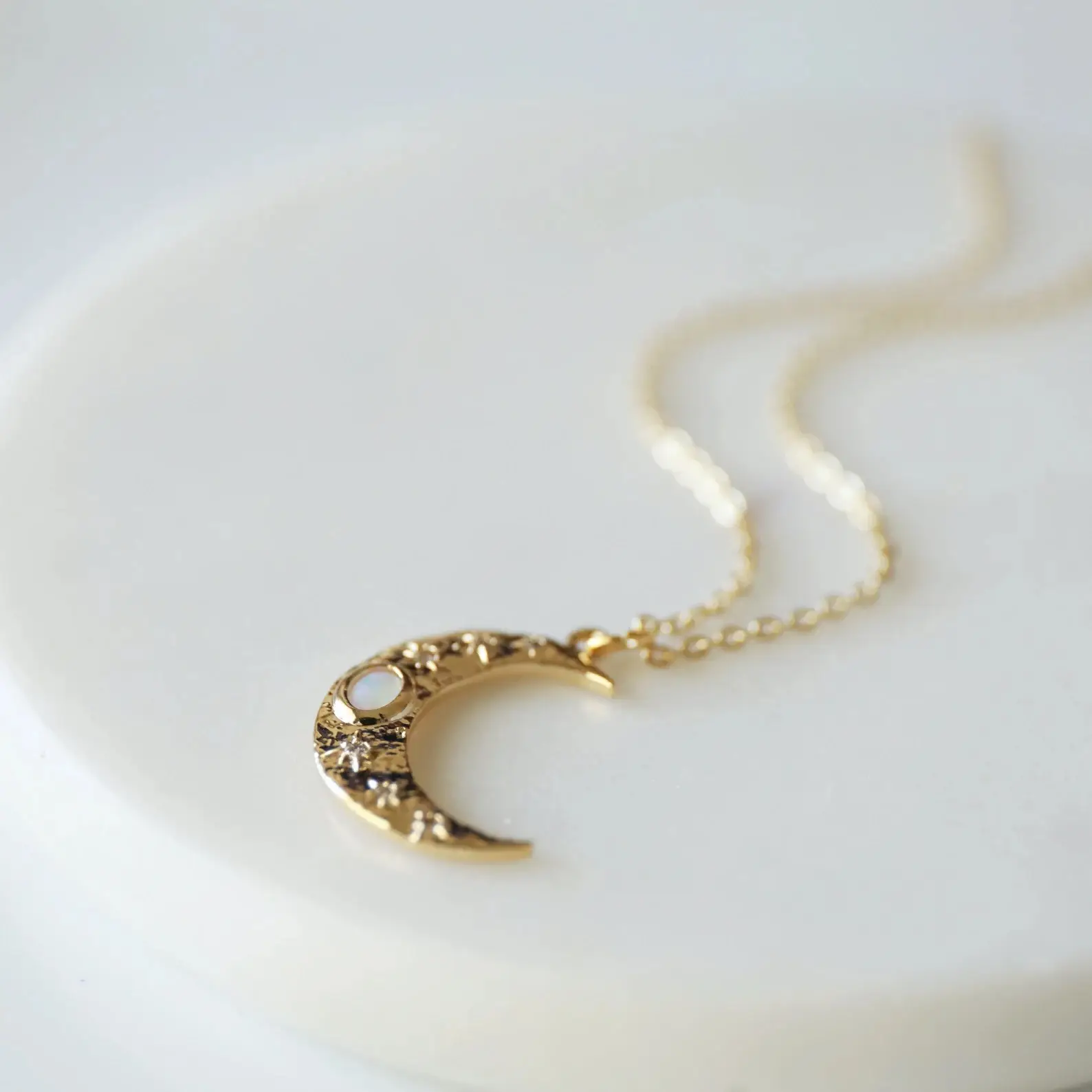 Opal Star Moon Collar Chain