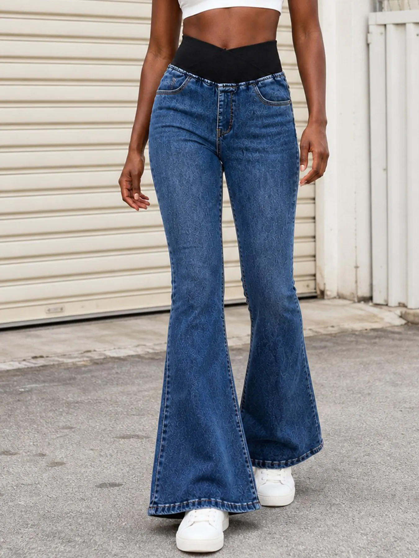 New Women's Mid-rise Stretch Waist Flare Jeans