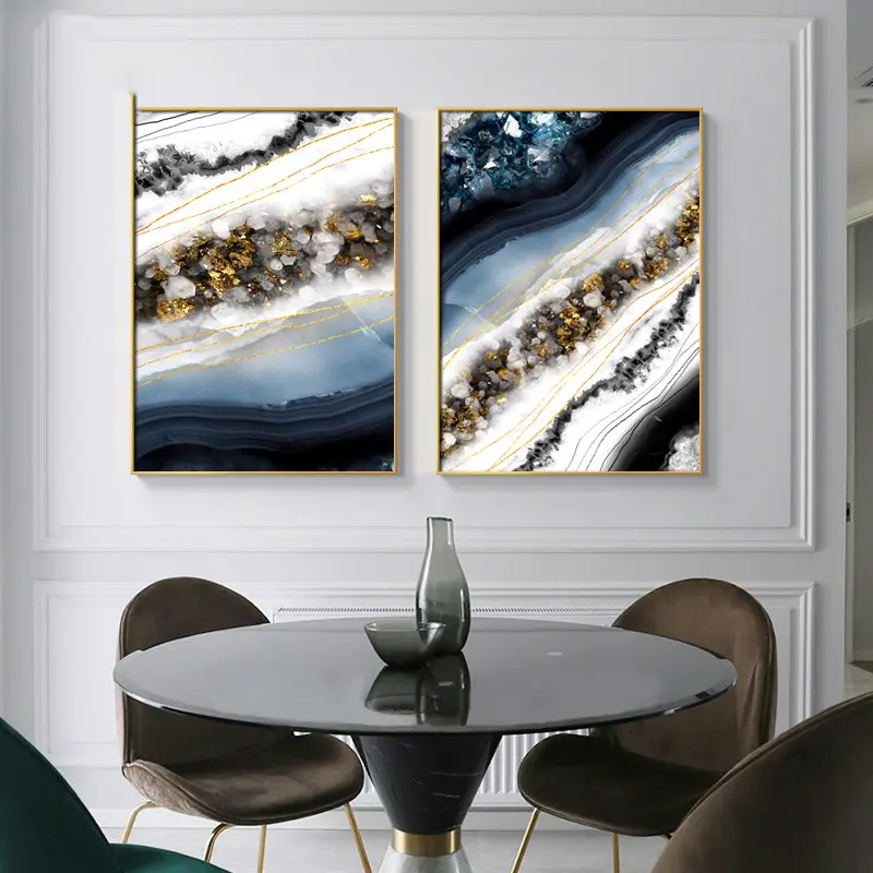 Modern Wall Art Canvas Painting Abstract Marble Crystal Lines