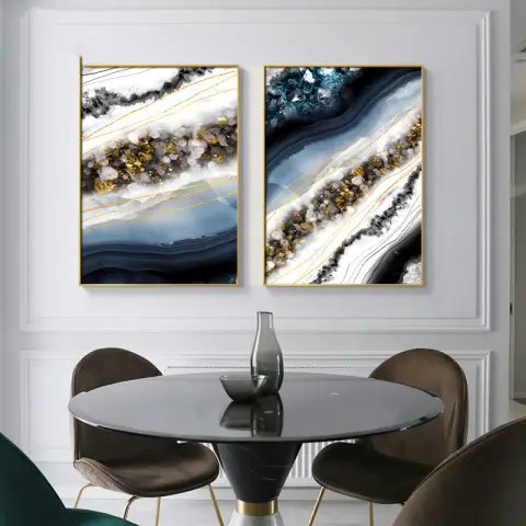 Modern Wall Art Canvas Painting Abstract Marble Crystal Lines