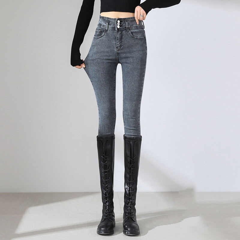 The New Spring Clothes Are Thin And All-match Tight-fitting Light Blue Pants With Small Feet