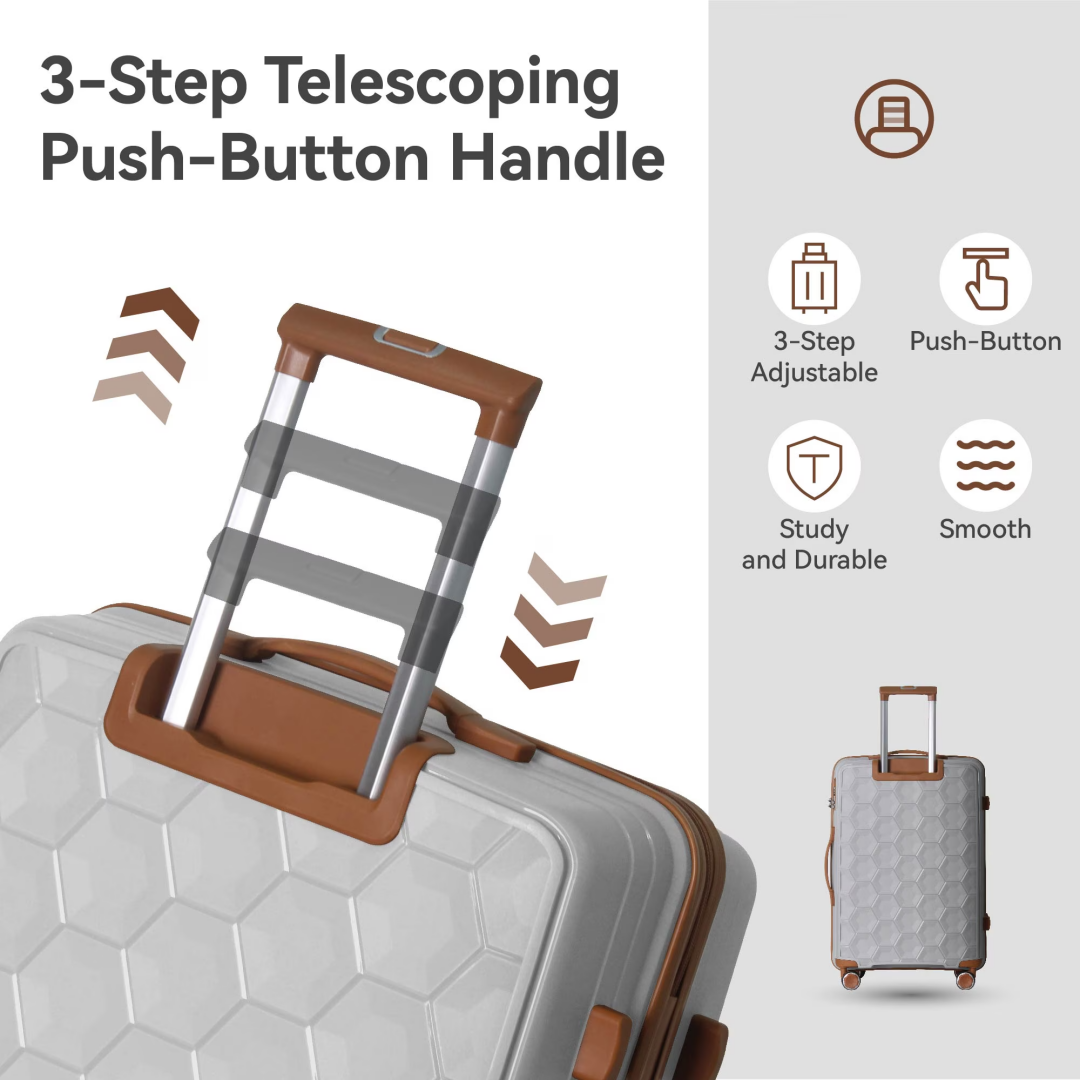 3-Piece Luggage Set Travel Lightweight Suitcases With Rolling Wheels, TSA Lock & Moulded Corner, Carry On Luggages For Business, Trip, 20-24-28, White - Image 4