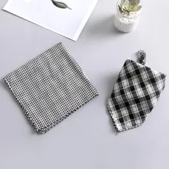 Dog Turban Birthday Gift Water Bib Double-sided Turban - Black And White Grid - View 1