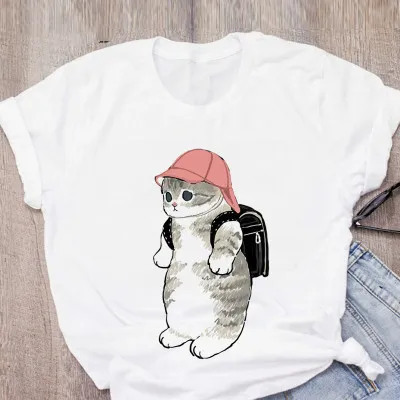 Personality Cute Cat Print Fashion Girlfriends Couple T shirt G - Shop at LoveMi