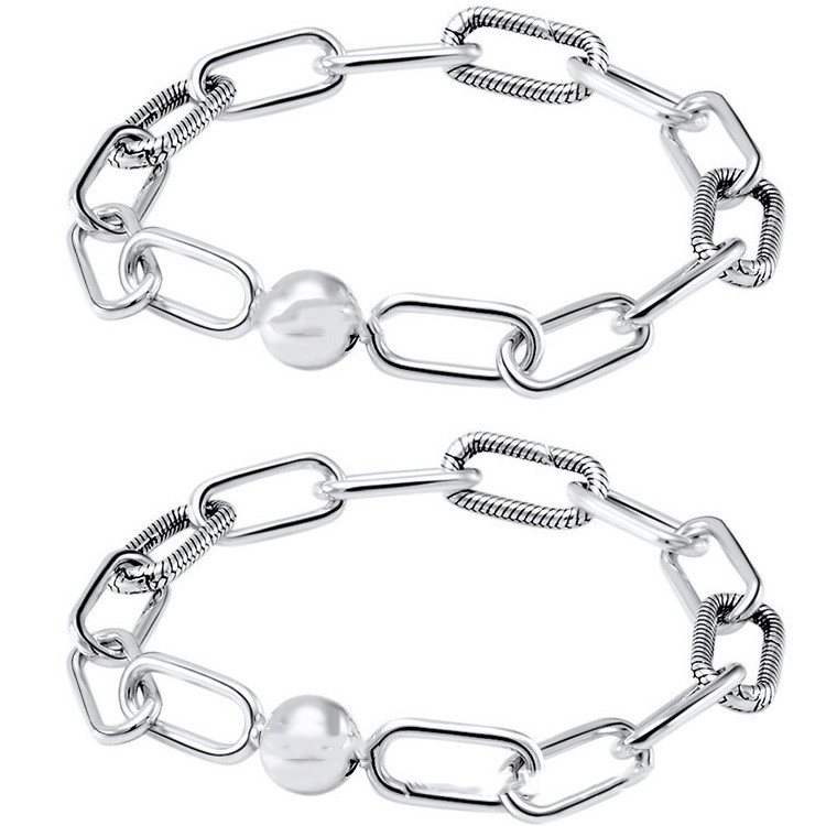 Ladies Fashion Silver Bracelet Tie Interweave Beads