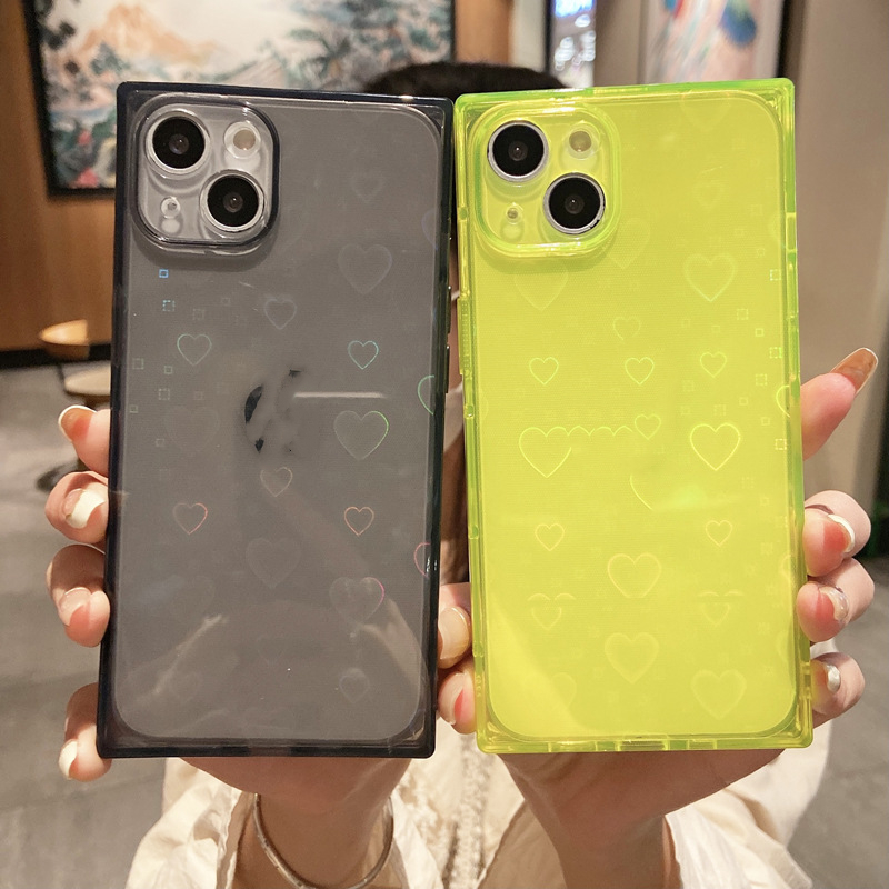 Square Laser Colorful Love Phone Case