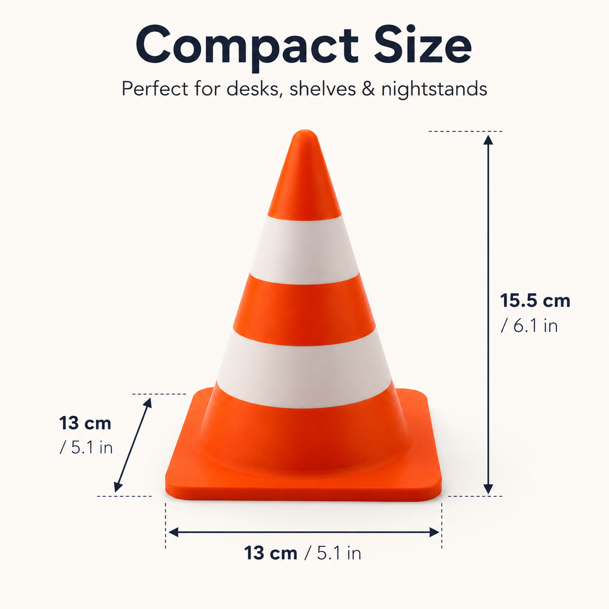 3D Printed Retro Traffic Cone Lamp, Touch Control Night Light, USB-C Rechargeable Desk Lamp, 3 Light Modes, Cute Cone Decor Gift view 3