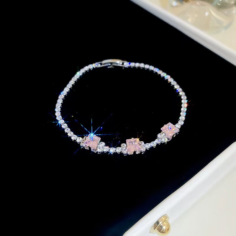 Geometric Round Zircon Drawstring Bracelet Vintage Ins Dainty Premium Bangle Exquisite Niche Wrist Accessory