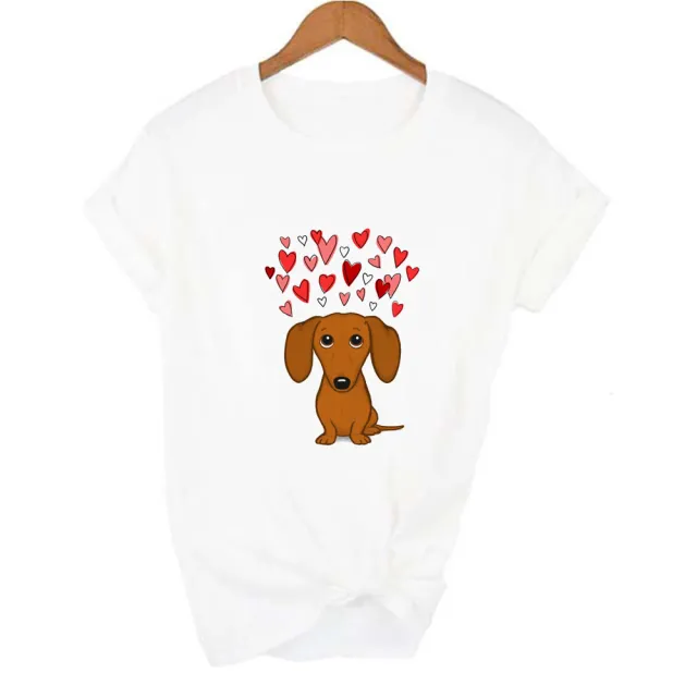 Fashion Dachshund Print Shirt Short Sleeve Women's 1 Style - Shop at LoveMi
