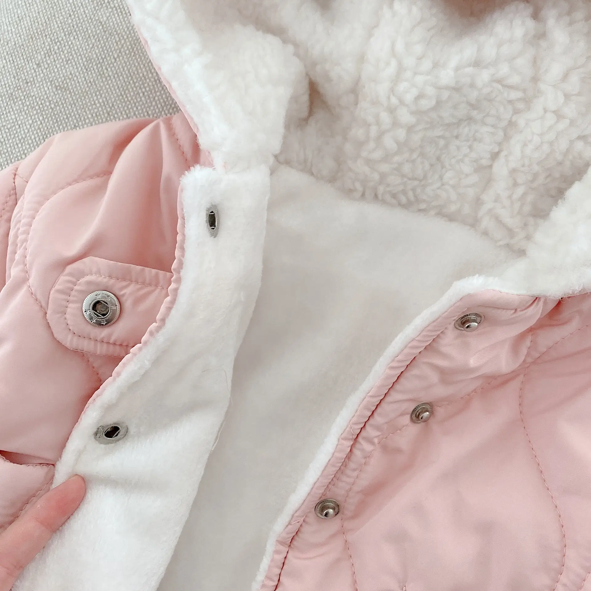 Girls Fleece Cotton Coat 0-6 Years Old Coat With Hood