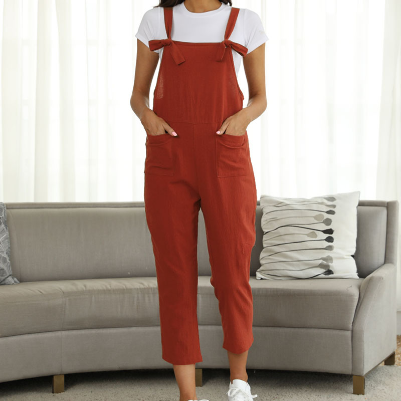 New Hot Sell Casual Plus Size Suspender Jumpsuit Wine - Shop at LoveMi