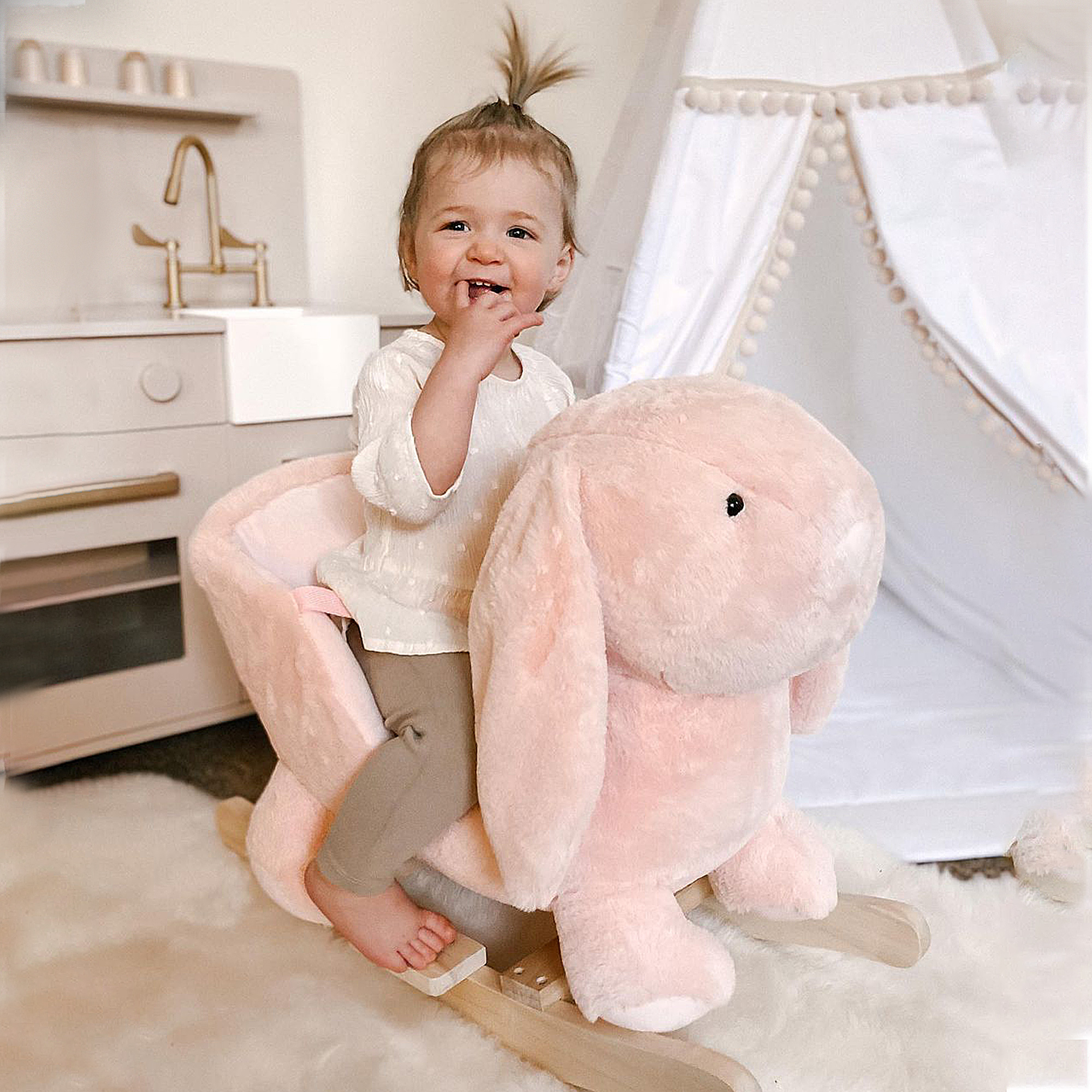 Children's Rocking Horse, Plush Donkey Shaped Riding Chair, With Sound Effects — image 5