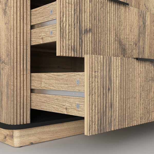 Modern Multi-functional Six-drawer MDF Cabinet,The perfect combination of rounded corners and multifunctional design, with Product Dimensions of 47.2*15.7*29.6 Inches. -31
