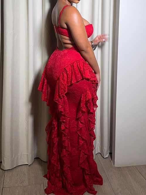 Strapless High-waisted Lace Bodycon Dress - Image 3