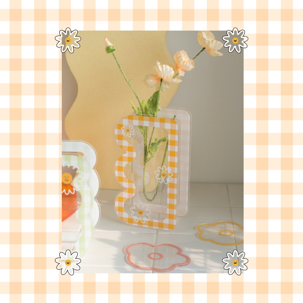 Orange grid vase