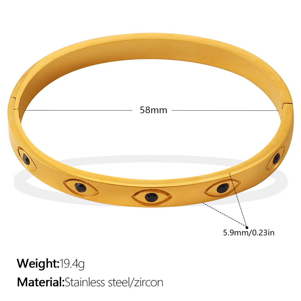 European And American Cross-border Luxury Vintage Colored Diamond Eye-shaped Jewelry With High-end And Niche Design, Stainless Steel Bracelet