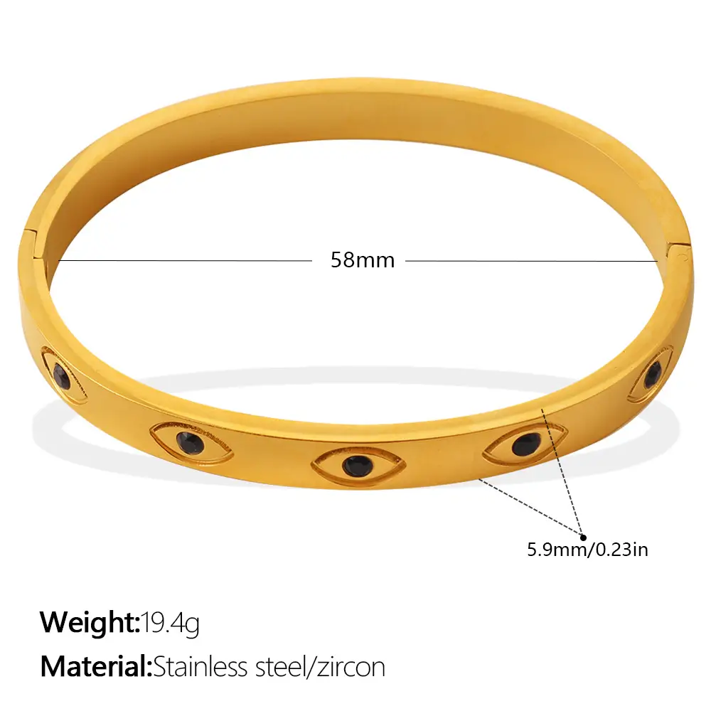 European And American Cross-border Luxury Vintage Colored Diamond Eye-shaped Jewelry With High-end And Niche Design, Stainless Steel Bracelet