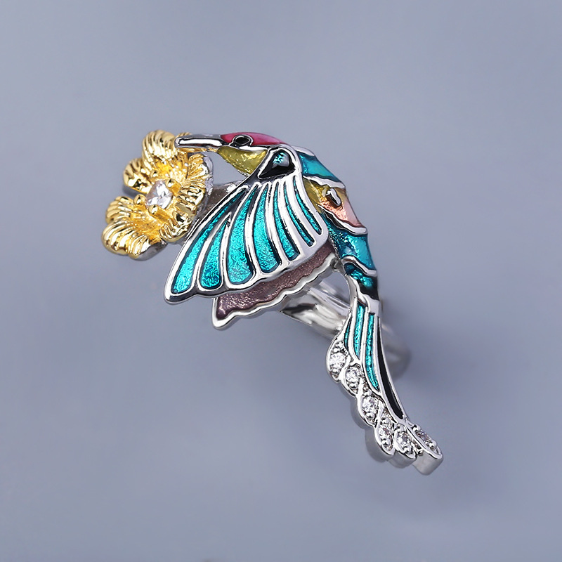 Creative Hummingbird Female Earrings Colored Resin Head